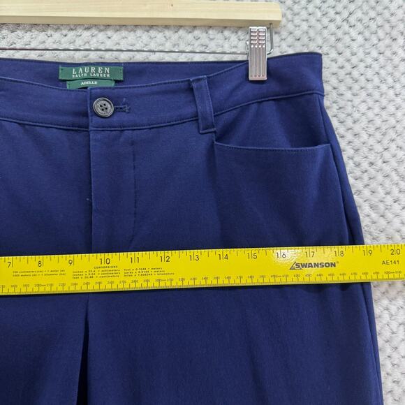 Lauren Ralph Lauren Pants Womens 10 Blue Cotton Adelle Straight Leg Mid Rise - Picture 11 of 15